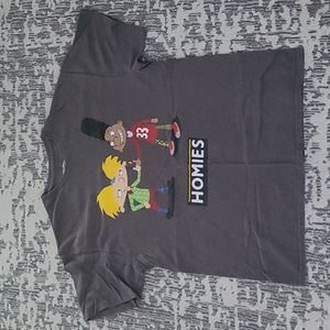 Large Grey Hey Arnold Gerald t shirt Nickelodeon